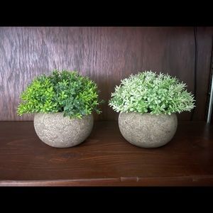 2 artificial potted plants